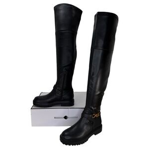 Guess Jellio Black Faux Leather OTK Womens Boots Size 9M